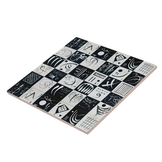 Dreißig, biomorphe Abstraktion - Kandinsky Fliese (Seite)