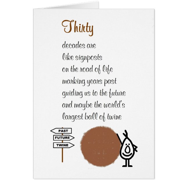 Dreißig - ein lustiges dreißigstes bithday Gedicht (Vorne)