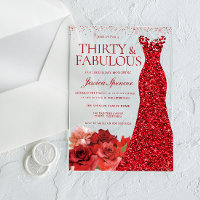 Dreißig & Fantastisch! Rotes Kleid 30. Geburtstags