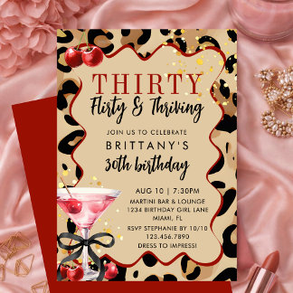 Dreißig Flirty & Thriving Retro Glam 30. Geburtsta Einladung