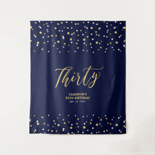 Dreißig Gold & Navy 30. Geburtstagsfeier Hinterg Wandteppich