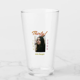 dreißig goldene bordeauxrote Foto Name Datum Gebur Glas