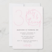 Dreißig, Kokett florierende Moderne Rosa 30. Gebur Einladung (Vorderseite)