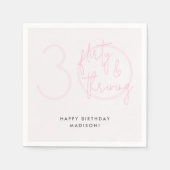 Dreißig, Kokett florierende Moderne Rosa 30. Gebur Serviette (Vorderseite)