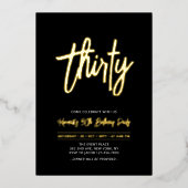 dreißig | Modern Chic Script 30. Geburtstag Party Folieneinladung (Vorderseite)