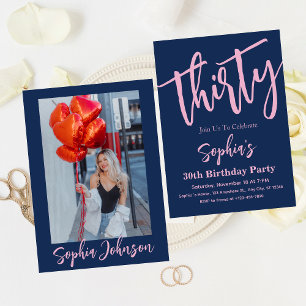 Dreißig moderne Pink-Schrift 30. Geburtstags-Party Einladung