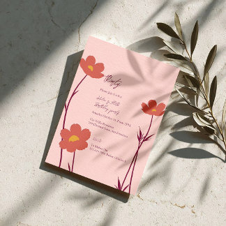 Dreißig Rosa Floral Minimal 30. Geburtstag Einladung