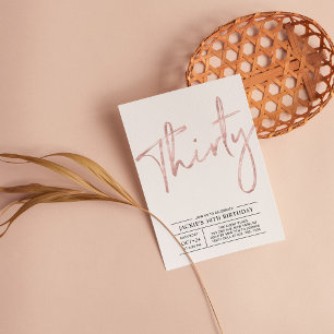 Dreißig Rose Gold Moderne 30. Geburtstagsfeier Einladung