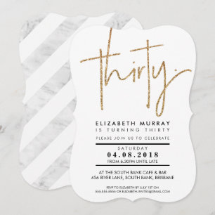 DREISSIG TYPE einfache kühle Gold-Glitter 30er EIN Einladung