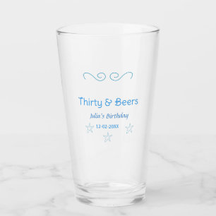 dreißig und Bier Blaue spanische Geburtstagsname  Glas