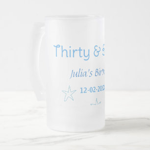 dreißig und Bier Blaue spanische Geburtstagsname Mattglas Bierglas