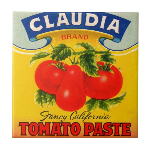 Dreißigerjahre Claudia-Tomatenkonzentrataufkleber Fliese (Vorderseite)