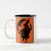 Dreißigerjahre Kunst-Deko-Hexe und Mond-Tasse Zweifarbige Tasse (Links)