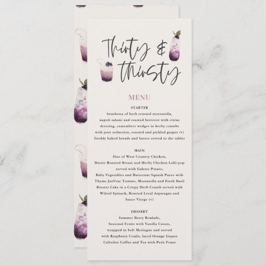 Dreißigjähriges Menü Menükarte (Vorne/Hinten)