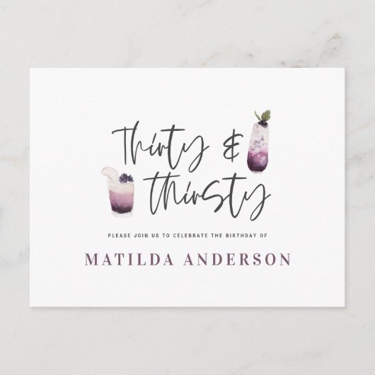 Dreißigste und dreißigste Geburtstagsfeier Einladungspostkarte (Vorderseite)
