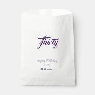Dreißigster Geburtstag 30. lila Pastell Name Datum Geschenktütchen