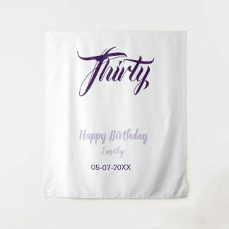Dreißigster Geburtstag 30. lila Pastell Name Datum Wandteppich