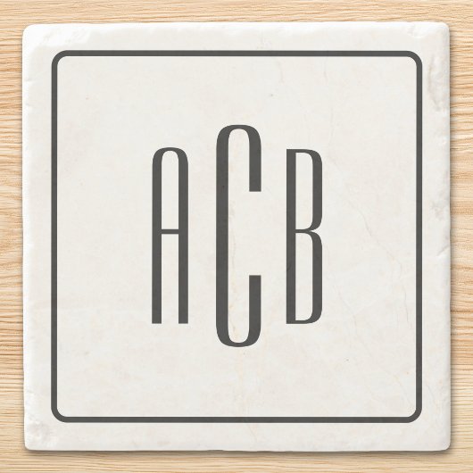 Dreistellige Monogramm mit schwarzer Umrandung Steinuntersetzer