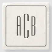 Dreistellige Monogramm mit schwarzer Umrandung Steinuntersetzer (Vorderseite)