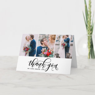 Dreiteilige Fotocollage Dankeschön-Hochzeitskarte Dankeskarte