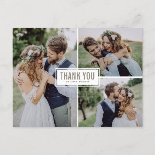 Dreiteilige Fotocollage Hochzeit Danke Postkarte