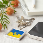 Dreizack der Flagge der Ukraine Schlüsselanhänger (Seite)