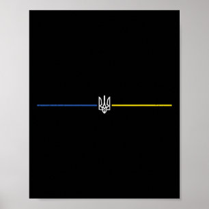 Dreizack Ukraine Linien Ukrainisches Heraldik-Wapp Poster