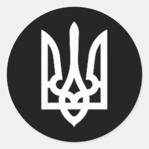 Dreizack ukrainisch Wolodymyr Selensky Präsident v Runder Aufkleber