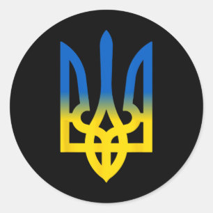 Dreizack ukrainisch Wolodymyr Selensky Präsident v Runder Aufkleber