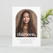 Dreizehn Arch Foto Geburtstag Einladung (Stehend Vorderseite)