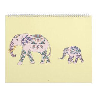 Dreizehn Elefanten und eine Giraffe Kalender