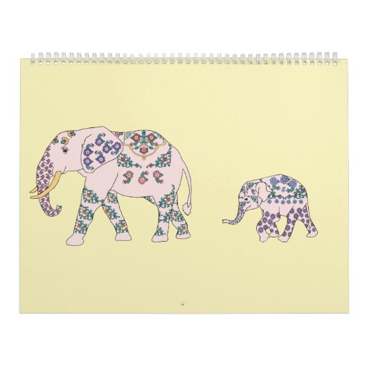Dreizehn Elefanten und eine Giraffe Kalender (Titelbild)