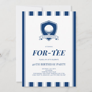Dreizehn elegante blaue Männer Golf 40. Geburtstag Einladung