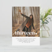 Dreizehn Herz Foto Geburtstagsfeier Einladung (Stehend Vorderseite)