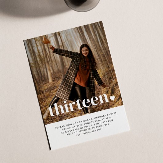 Dreizehn Herz Foto Geburtstagsfeier Einladung
