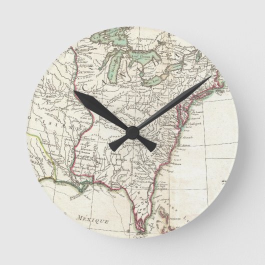 Dreizehn Kolonien Vintage Karte (1776) Runde Wanduhr (Vorderseite)