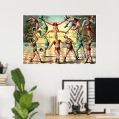 Dreizehn Männer bei Akrobatik Poster (Heimbüro)