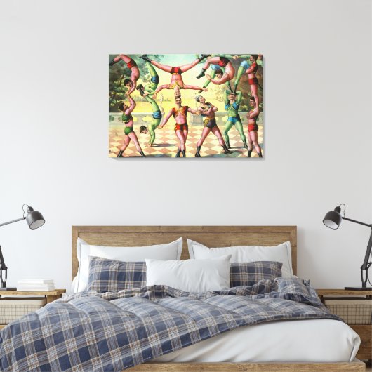 Dreizehn Männer machen Akrobatik Leinwanddruck (Insitu (Schlafzimmer))