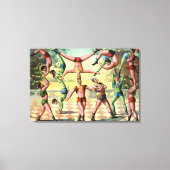 Dreizehn Männer machen Akrobatik Leinwanddruck (Vorderseite)