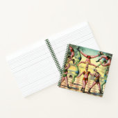 Dreizehn Männer machen Akrobatik Notizblock (Innenseite)