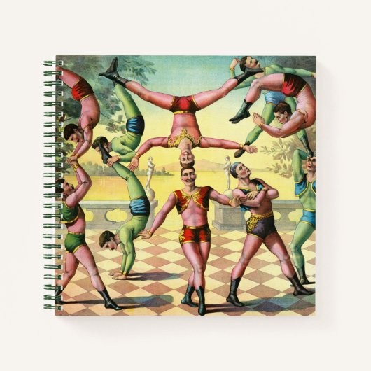 Dreizehn Männer machen Akrobatik Notizblock (Vorderseite)