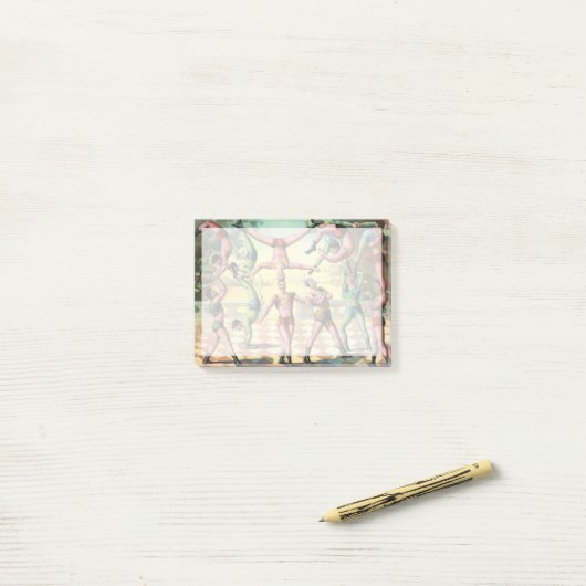 Dreizehn Männer machen Akrobatik Post-it Klebezettel (Auf Schreibtisch)