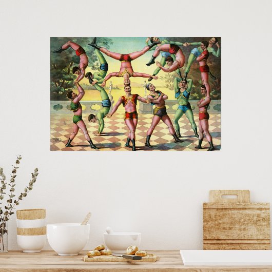 Dreizehn Männer machen Akrobatik Poster (Küche)