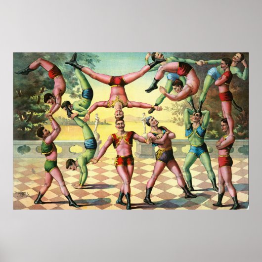 Dreizehn Männer machen Akrobatik Poster (Vorne)