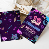 Dreizehn Neon Teenager Geburtstagsparty Einladung