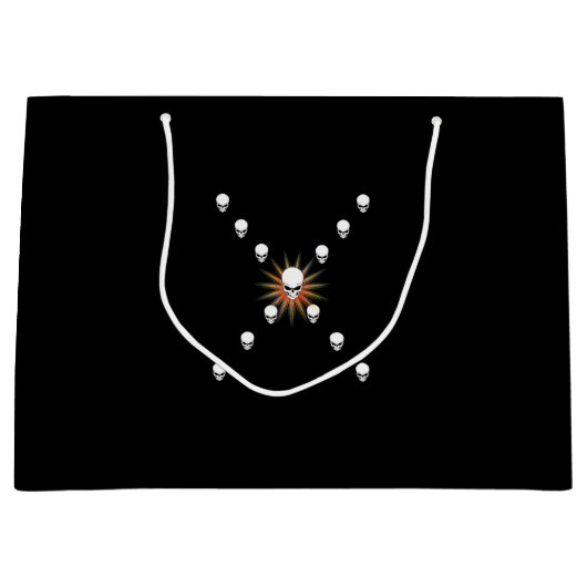 Dreizehn Skulls Eerie Orange Sunburst Cross Große Geschenktüte (Vorderseite)