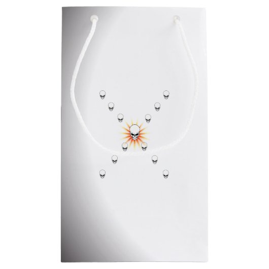 Dreizehn Skulls Eerie Orange Sunburst Cross Kleine Geschenktüte (Rückseite)