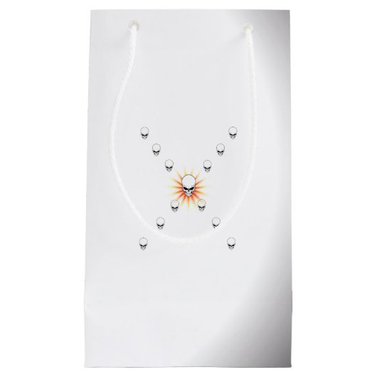 Dreizehn Skulls Eerie Orange Sunburst Cross Kleine Geschenktüte (Vorderseite)