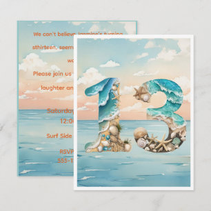 Dreizehn Strand Thema Digitaler Download Einladung