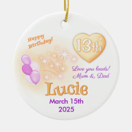 Dreizehn Teenager Runde 13. Geburtstagsmädchen Keramik Ornament